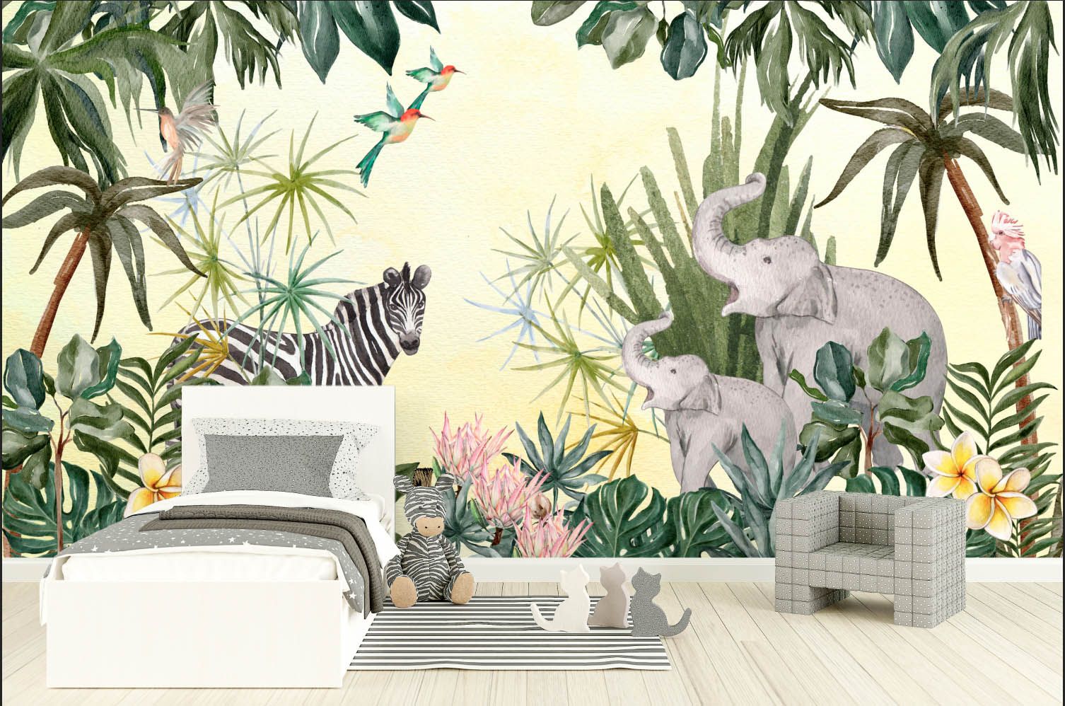 mural pared selva