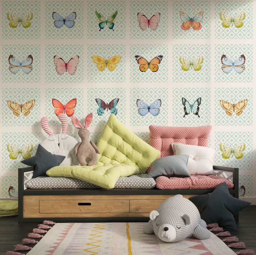 vinilo decorativo salón mariposas